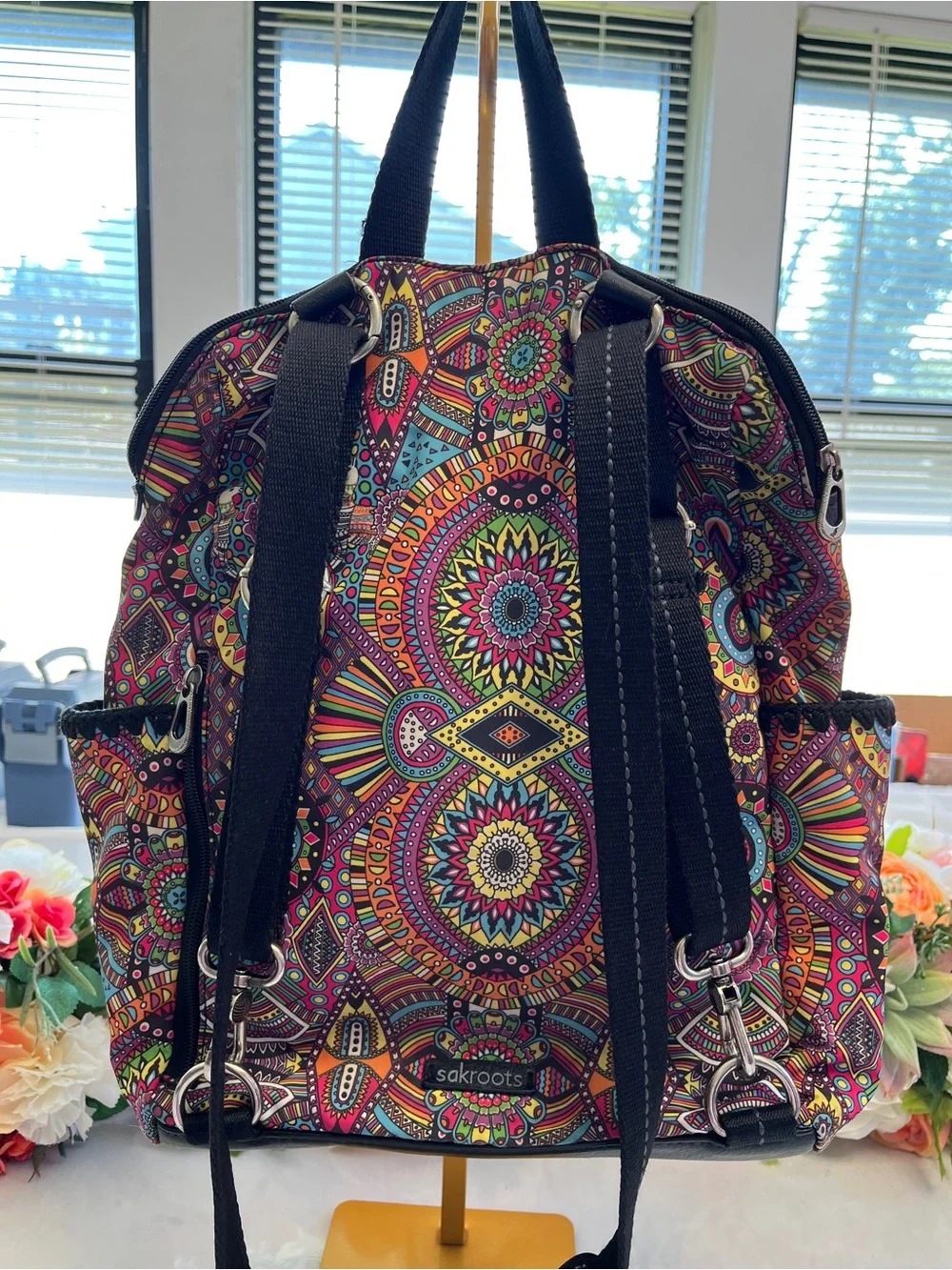 Sakroots Colorful Mandala Print Backpack Travel Daypack Llama Charm
